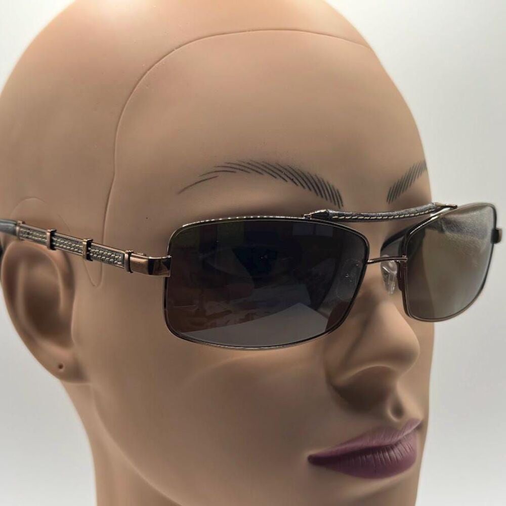 NOS Vintage Y2K Designer Men's Sunglasses Cole Haan | Leather Wrapped Double Bar